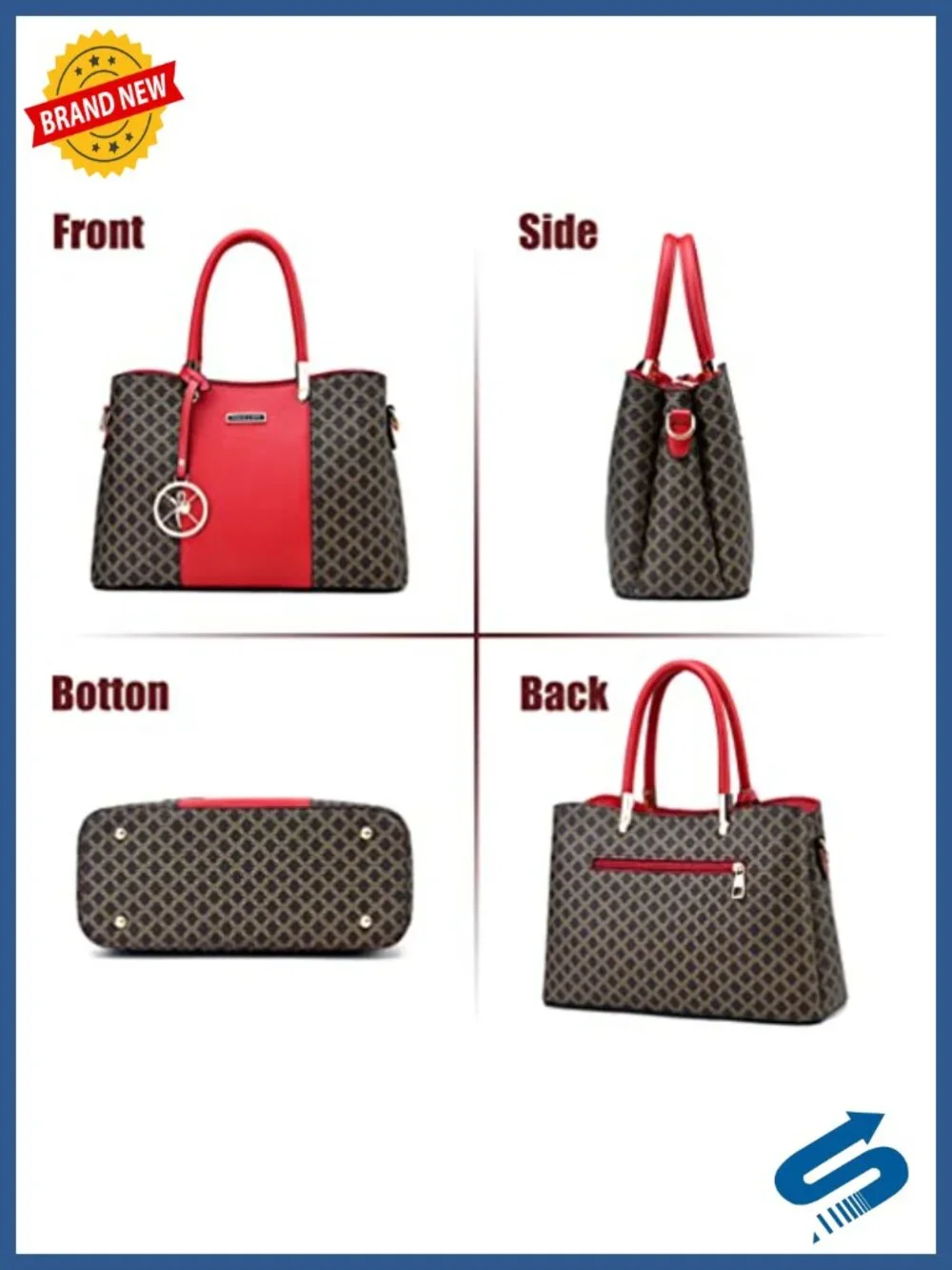 Vintage PU Leather Top Handle Satchel Shoulder Tote Bag